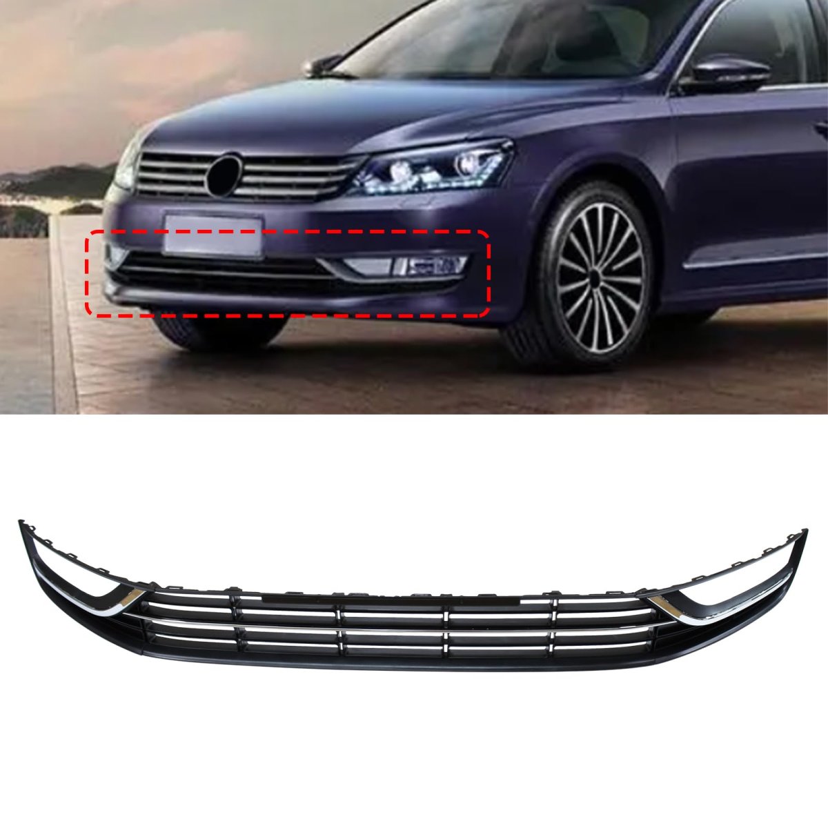 Front Bumper Lower Grille And Fog Light Cover Bezel Kit For Vw Passat 2012 2013 2014 2015 Black Replaces 5618536779b9