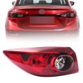 Driver Side Rear Outer Tail Lamp Light Replacement For Mazda 3 Sedan 2014 2015 2016 2017 2018 Red Lens Chrome Housing Halogen 