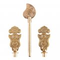 1 Pair Of Brass Chinese Antique Pure Copper Straight Door Handle Lock W Lock Pin