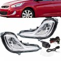 Labwork 1 Pair Fog Lights Replacement For 2012-2016 Hyundai Accent 4 Door Hatchback Clear Lens With Bulbs Harness Switch Kit
