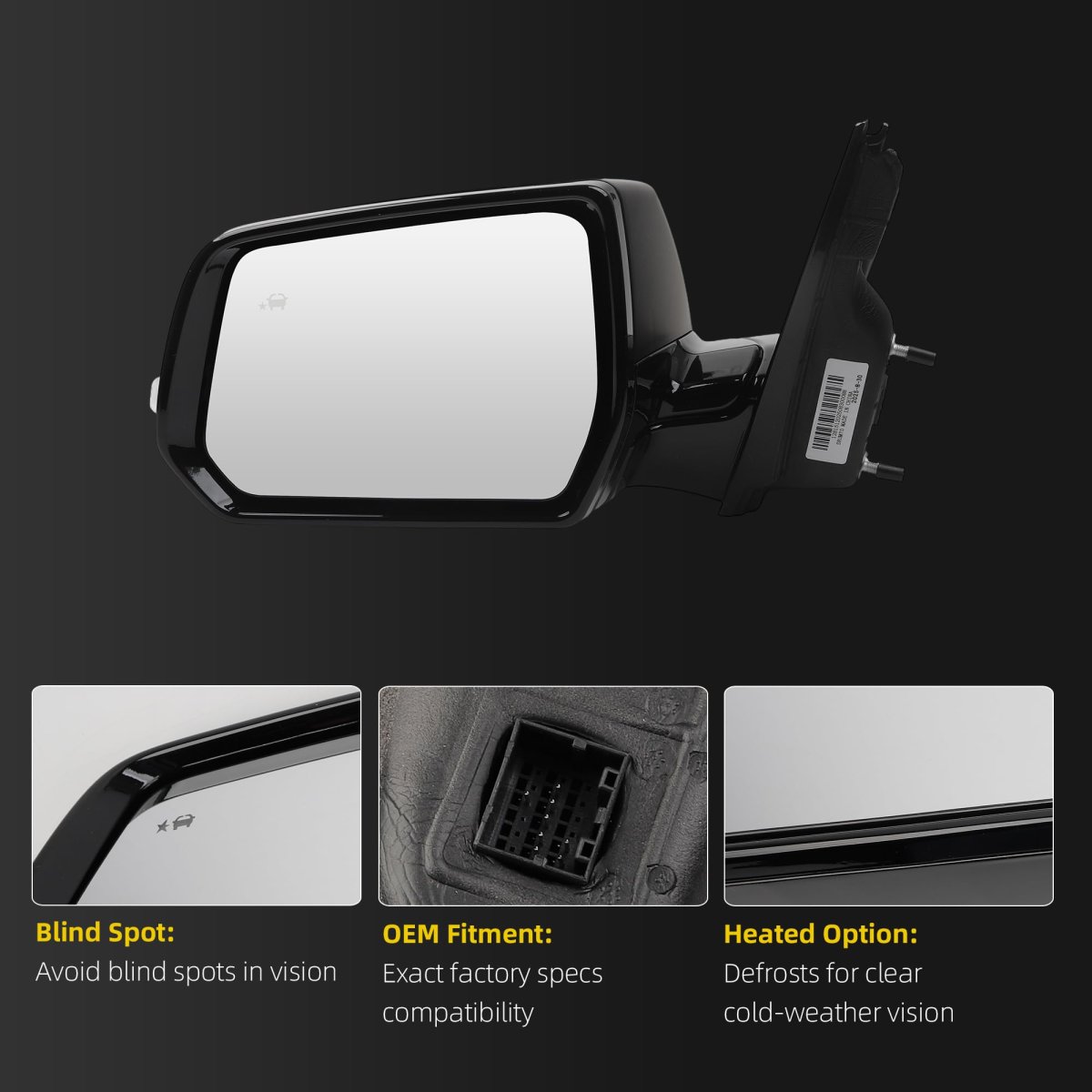 Dasbecan Side Rear View Mirror For 2018-2019 Chevy Chevrolet Traverse Power Heated Turn Signal Blind Spot Door Rearview Driver