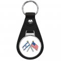 Usa And Israel Waving Flags Black Leather Keychain With Silver Keyring American Israeli Jewish Design For Backpacks Luggage 