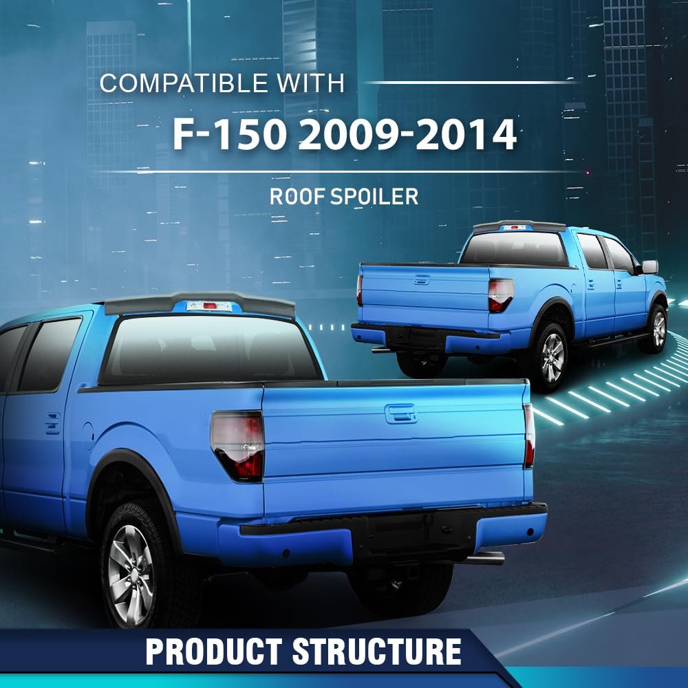 Rear Trunk Roof Spoiler Lip Wing For Ford F150 All Cabs 2009 2010 2011 2012 2013 2014 Black Abs Material
