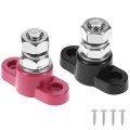 Qwork Power Distribution Block 3 8 Stud 250a 12v Bus Bar Pair Red Black For Automotive Marine Solar