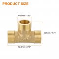 Uxcell Brass Tee Pipe Fitting 3 4 X Npt Way T-connector For Gas Transport Connect Pipelines 1pcs