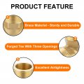 Uxcell Brass Tee Pipe Fitting 3 4 X Npt Way T-connector For Gas Transport Connect Pipelines 1pcs