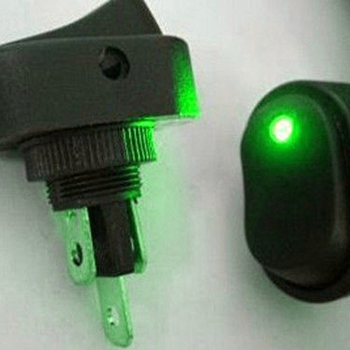 Esupport 12v 30a Car Auto Vehicle Green Led Light Push Button Rocker Toggle Switch On Off Spst 3 Pin Control Pack Of 5