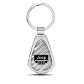 Jeep Grill Logo Silver Genuine Carbon Fiber Chrome Metal Teardrop Key Chain With Bottle Opener Official Licensed 2 13 In X 1 25