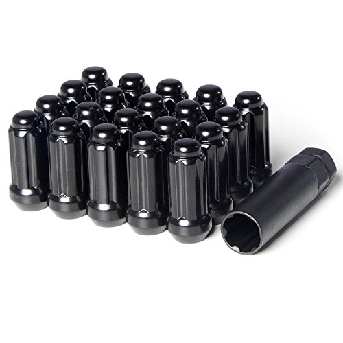 Circuit Performance 14x1 5 Black Closed End 6 Spline Security Acorn Lug Nuts Cone Seat Forged Steel 20 Pieces Tool