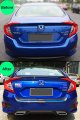 Black Shark Fin Rear Bumper Diffuser W Decorative Exhaust Tip Compatible With 2016-2018 Honda Civic 4 Door Sedan