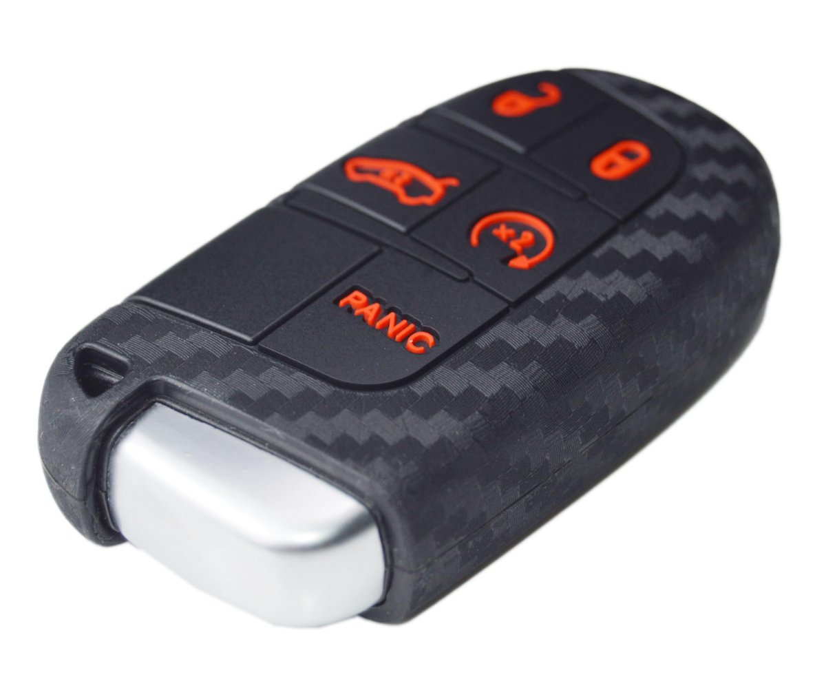 Carbon Silicone Key Fob Cover For Dodge Charger Challenger Srt Hornet Rt Dart Durango Journey 5 Button Remote Keyless Case