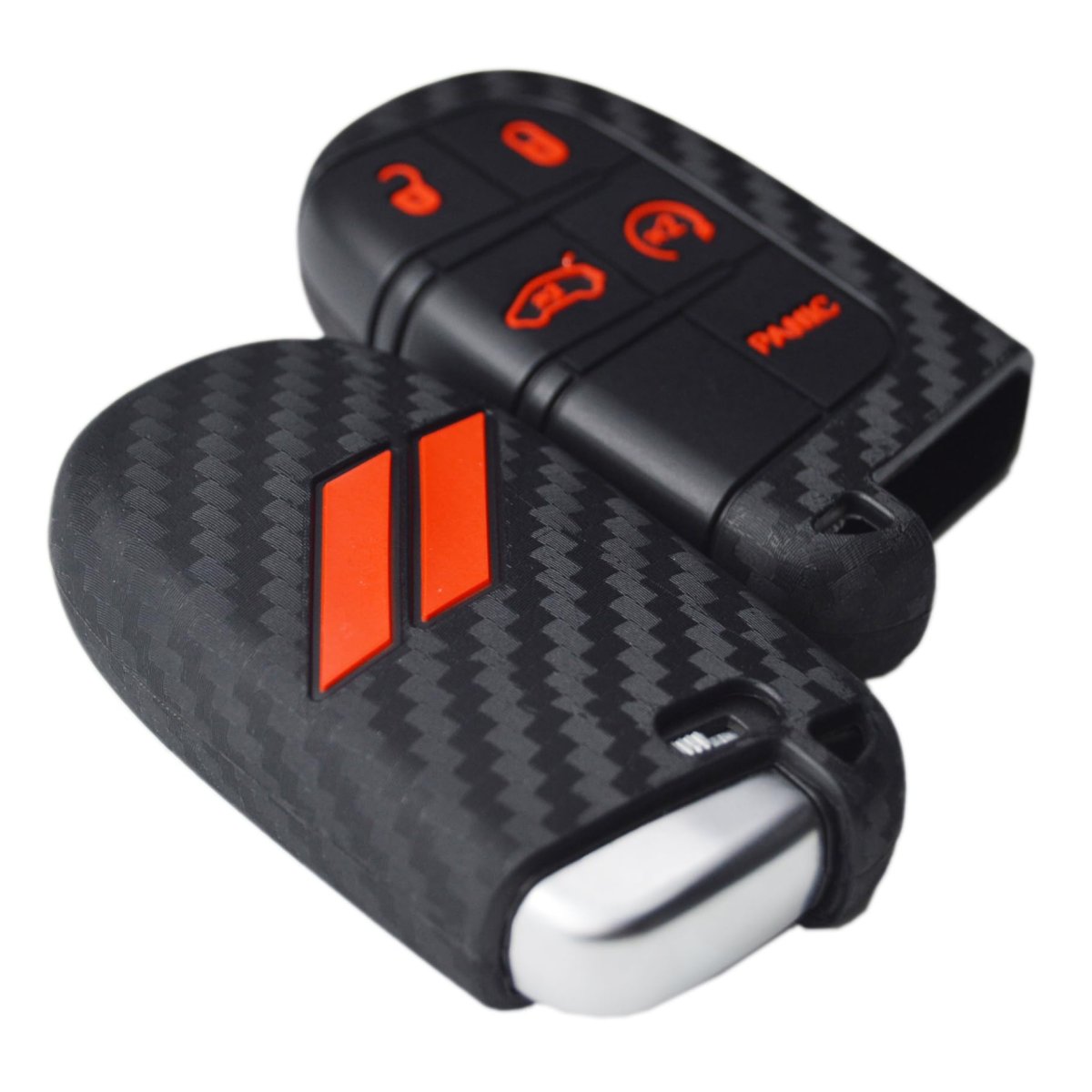 Carbon Silicone Key Fob Cover For Dodge Charger Challenger Srt Hornet Rt Dart Durango Journey 5 Button Remote Keyless Case