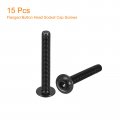 Uxcell Flanged Button Head Socket Cap Screws 15pcs M6x45mm 304 Stainless Steel Black Oxide Drive Fasteners Bolts Fully Thread