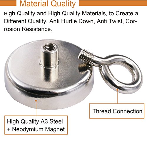 255 LBS DIYMAG Super Strong Neodymium Fishing Magnets 115 KG Pulling Force 