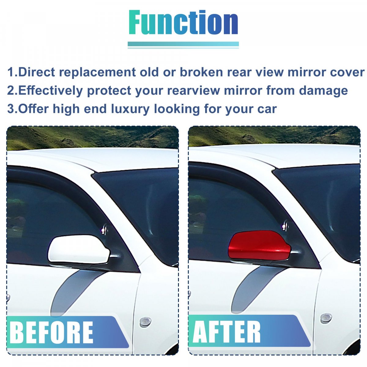 Front Right View Mirror Cover Trim Exterior Rear Shell Fit For Mazda 3 Axela M3 2017-2019 Abs Red 1 Pcs