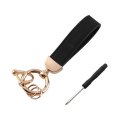 Kewucn Genuine Leather Car Keychain Universal Heavy Duty Metal Auto Key Fob Holder With Anti Lost D-ring For Men Women I 