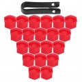 Qiilu Universal 17mm Wheel Lug Nut Covers 20pcs Bolt Cap Hub Screw Cover With Removal Tool Red