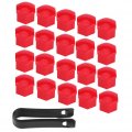 Qiilu Universal 17mm Wheel Lug Nut Covers 20pcs Bolt Cap Hub Screw Cover With Removal Tool Red