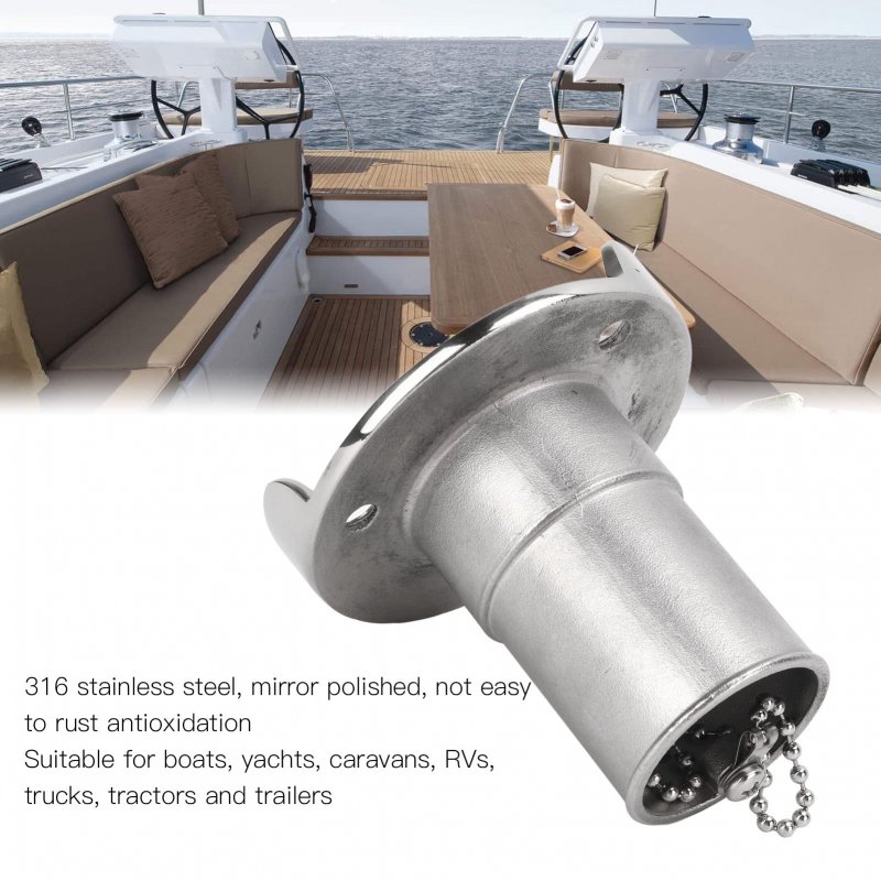 Oukens 1-1 2 38mm Boat Gas Fuel Diesel Water Waste Deck Fill Filler With Keyless Cap Marine Mirror- Polished 316 Stainless