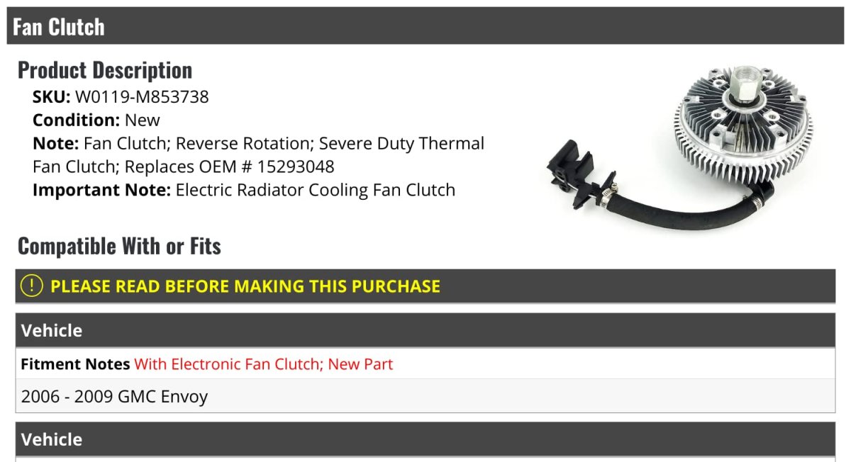 Electronic Fan Clutch For 2002 2009 Gmc Envoy Severe Duty Thermal Reverse Rotation Electric Radiator Cooling Replaces 15293048