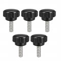 M5 X 16mm Metric Male Thread Knurled Clamping Knobs Grip Thumb Screw On Type Hand Handle Bolt With Plastic Black 5 Pcs 