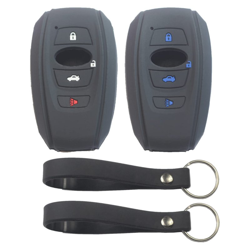 Kcpros 2pcs Rubber Silicone 4 Buttons Smart Key Fob Cover Case Skin Protector Keyless With Keychain For Subaru Ascent Brz