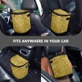 Golden Shiny Gold Glittering Background Yellow Holiday Tinsel Spill-proof Car Trash Can With Big Lid Leakproof Hanging Garbage