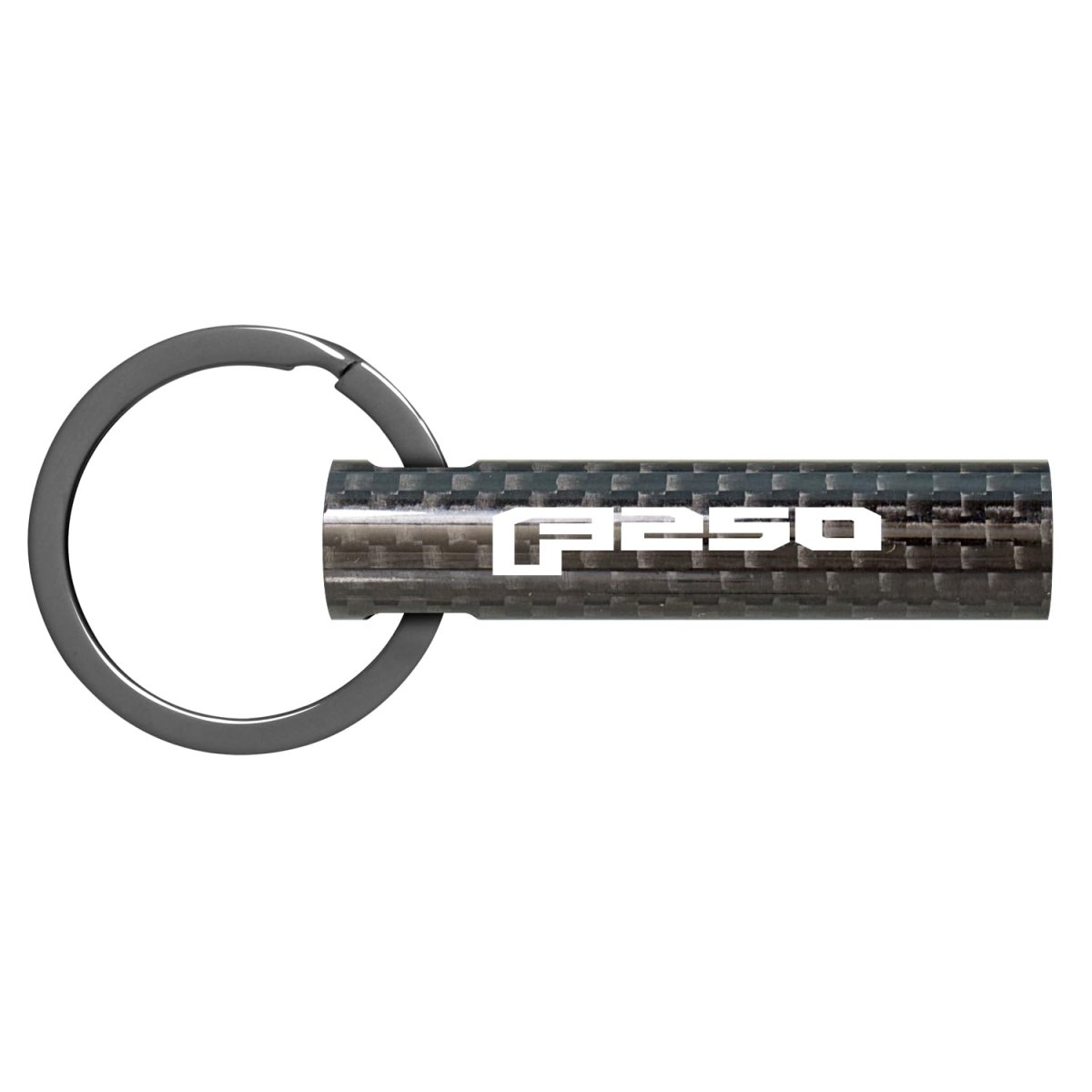 Ford F250 Real Carbon Fiber Tube Style Keychain Black Leather Strap With Full Color Logo 2 13 In X 0 5 Model E3