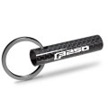 Ford F250 Real Carbon Fiber Tube Style Keychain Black Leather Strap With Full Color Logo 2 13 In X 0 5 Model E3
