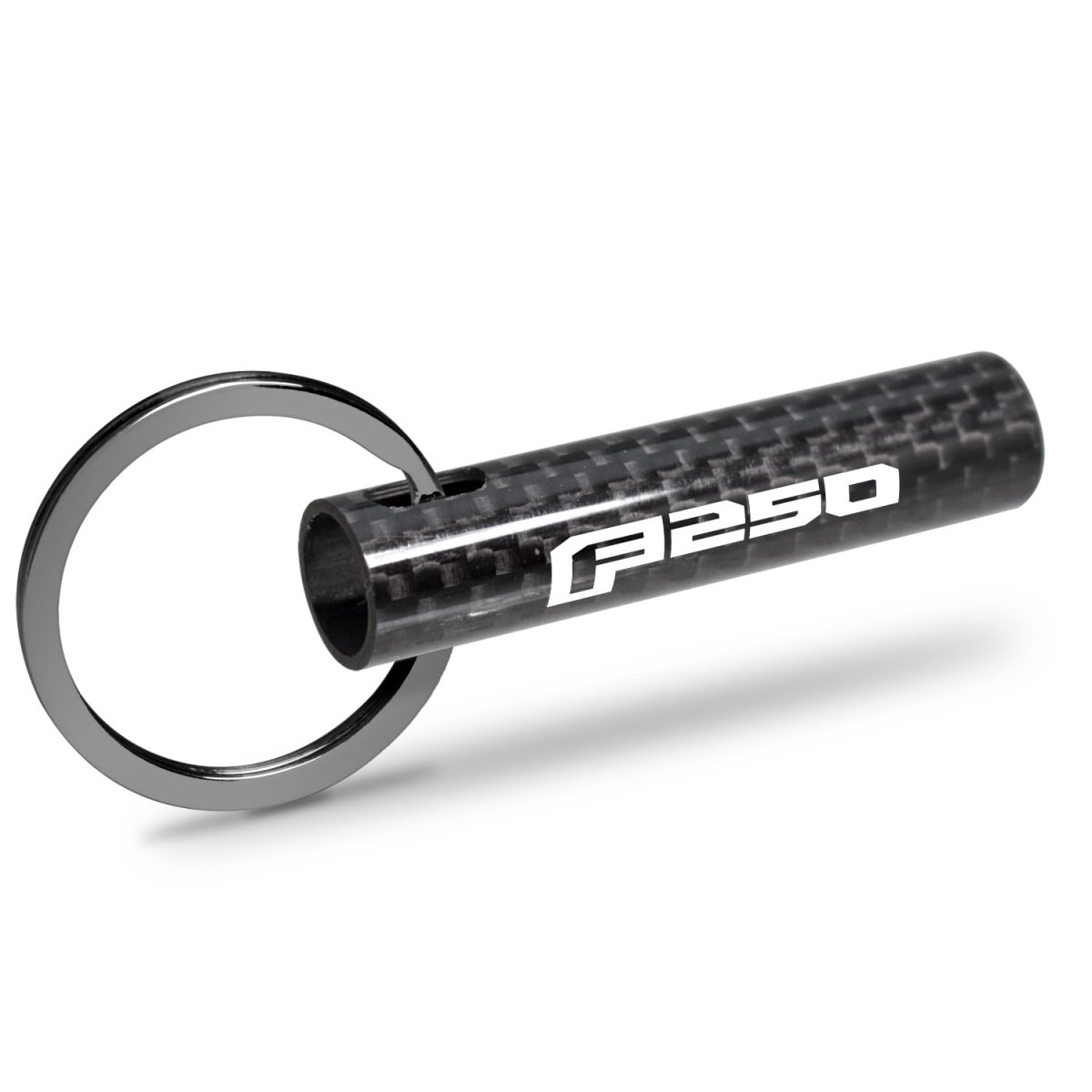 Ford F250 Real Carbon Fiber Tube Style Keychain Black Leather Strap With Full Color Logo 2 13 In X 0 5 Model E3
