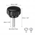 Uxcell 4 Set M5 X 20mm Male Thread Knurled Knobs Thumb Screws With Nuts Washers Clamping Knob Grip 25mm Plastic Head Hand