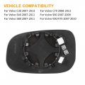 X Autohaux Mirror Glass Heated With Backing Plate Passenger Side Right Rear View For Volvo C30 S40 V50