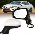 Left Driver Side Mirror For 2018 2019 2020 2021 2022 2023 2024 Toyota Camry Super White Power Glass Without Heat Turn Signals 