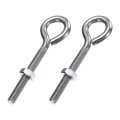 2 Pack Eye Bolts M8 X 62mm 304 Stainless Steel Threadedbolt Silver Eye Hooks With Nut For Hanging Or Securing Cables 