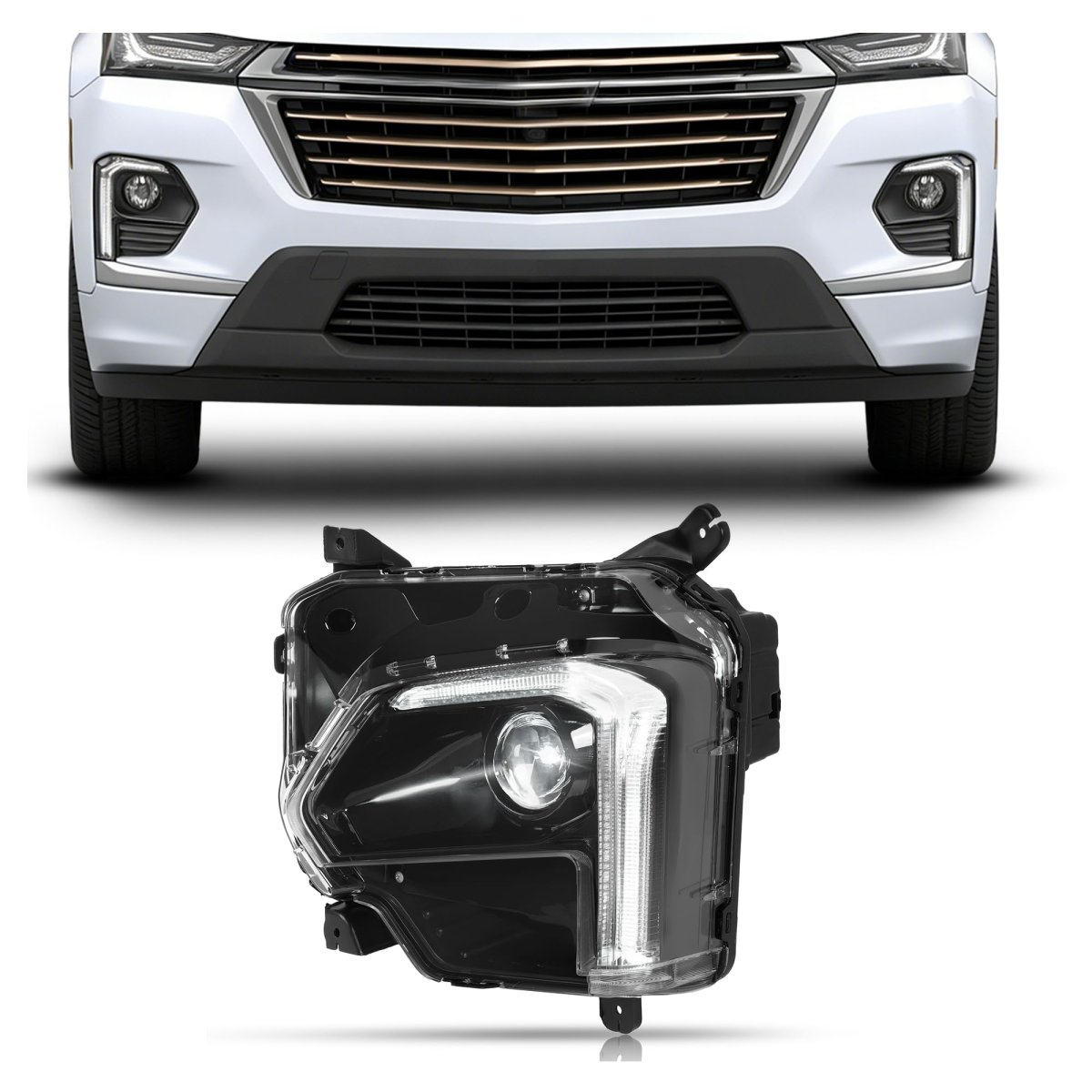 Hecasa Led Headlight For 2022-2024 Chevy Chevrolet Traverse W Led Drl Left Headlamp Bulbs Replacement Gm2502537 85596375 Driver