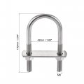Uxcell Round U-bolt 1 65 42mm Inner Width 100mm Length Steel M8 With Nuts Plate Washers 2 Set