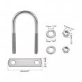 Uxcell Round U-bolt 1 65 42mm Inner Width 100mm Length Steel M8 With Nuts Plate Washers 2 Set