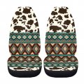 Drydeepin Western Navajo Cow Print Car Seat Covers Set Of 2 Aztec Africa Stylish Auto Interior Accessories Universal Fit Most 