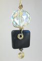 Crystal Faceted Glass And Black Wood Light Fan Pull Chain 