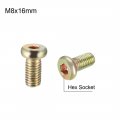 Uxcell M8x16mm Furniture Screw Hex Socket Machine Screws Zinc Plated Fasteners Bolts Full Thread Carbon Steel 10pcs