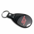 Ipick Image Compatible With Ford Focus St Real Black Carbon Fiber Leather Strap Large Tear Drop Key Chain