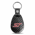 Ipick Image Compatible With Ford Focus St Real Black Carbon Fiber Leather Strap Large Tear Drop Key Chain