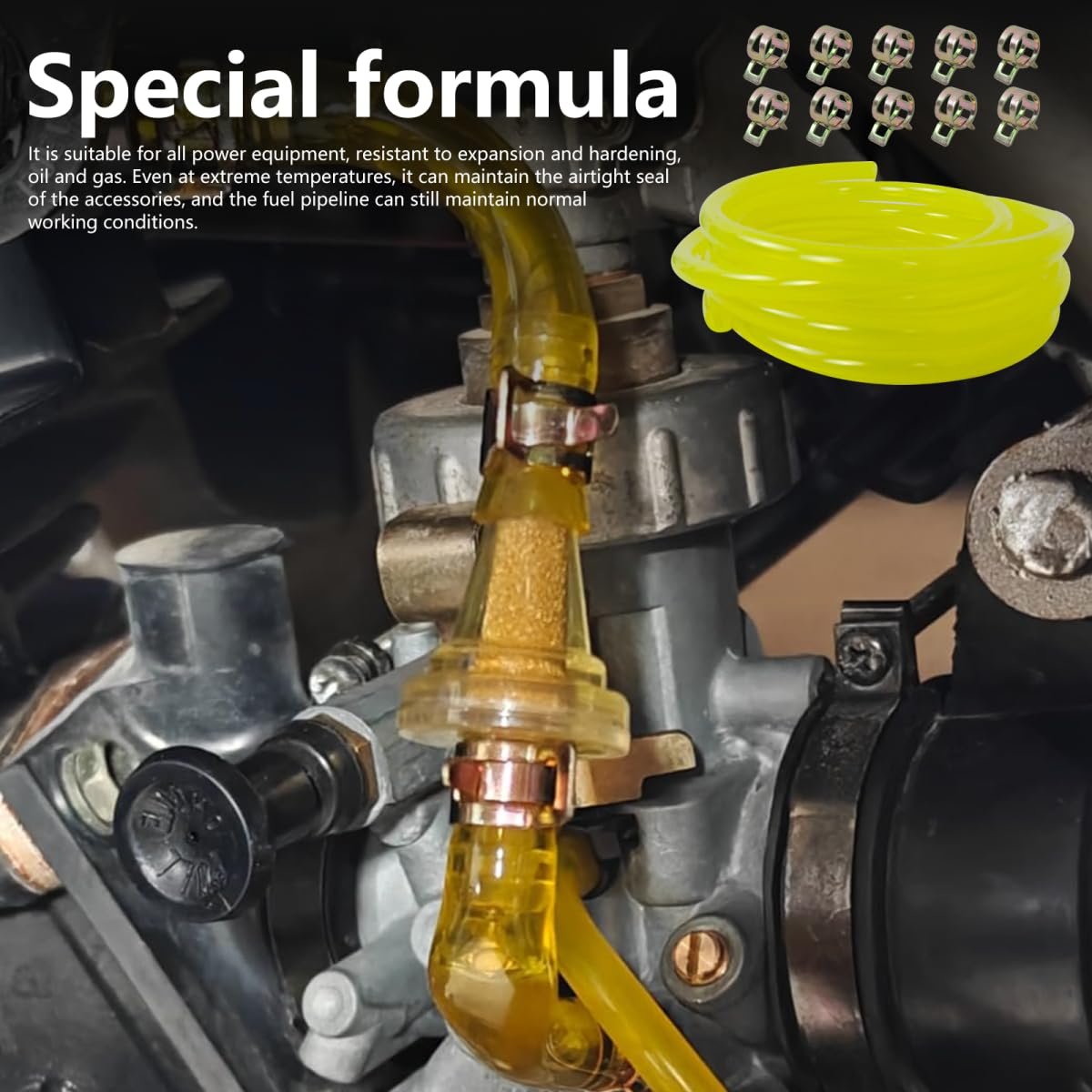 1 4 In Id X 3 8 Od Fuel Line Kit 10 Ft Long Gas Hose With Clamps For Small Engines Pressure Washers And Trimmers
