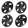 16 In Jet Black Hubcaps Wheel Covers Universal Set For Most Cars Durable Abs Plastic Full Lug Skin Replacement Steel Wheels Of 