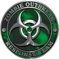 Reflective Zombie Response Team Outbreak Decal With Green Skulls 