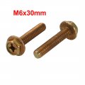 Uxcell 20pcs M6x30mm Yellow Zinc Plated 4 8 Grade Phillips Drive Serrated Flange Hex Head Bolt