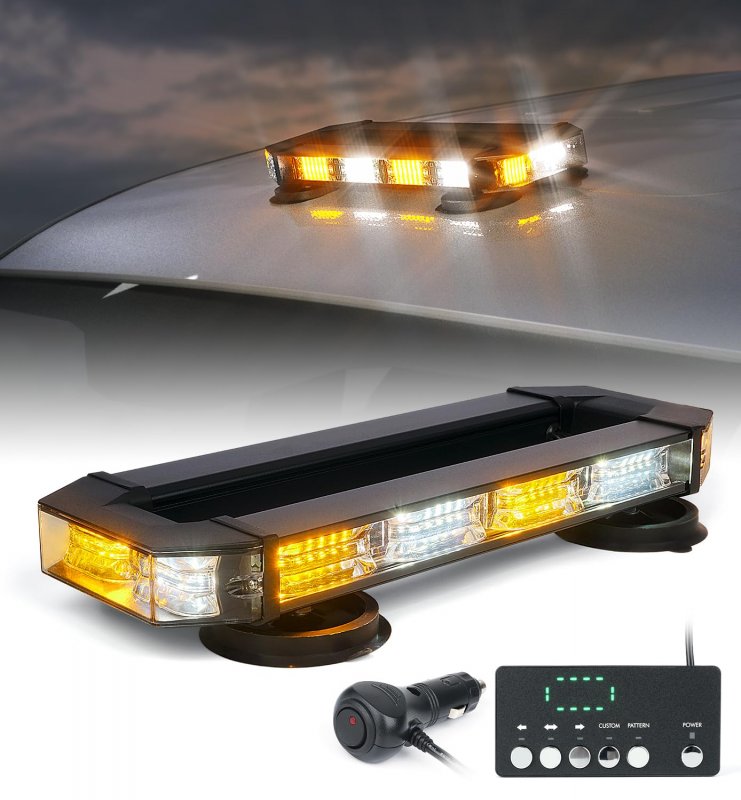 Lumenix Rooftop Strobe Beacon Lights Bar White Amber Led Emergency Traffic Security Lightbar Magnetic Base Warning Flashing