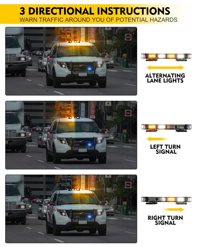 Lumenix Rooftop Strobe Beacon Lights Bar White Amber Led Emergency Traffic Security Lightbar Magnetic Base Warning Flashing