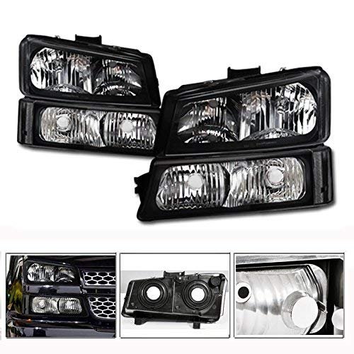 Vxmotor For 2003-2007 Chevy Silverado 1500 2500 3500 Black Euro Sport Crystal Headlights With Bumper Signal Lights Lamps Nb 4pc