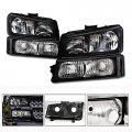 Vxmotor For 2003-2007 Chevy Silverado 1500 2500 3500 Black Euro Sport Crystal Headlights With Bumper Signal Lights Lamps Nb 4pc 